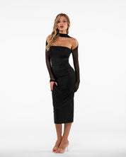 MIDI CHOKER BLACK DRESS
